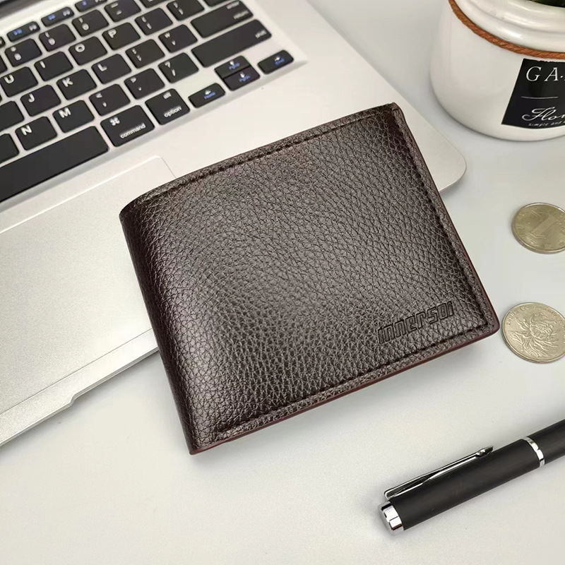 Portofel masculin din piele PU cu fermoar, două compartimente pentru carduri și husă pentru permisul de conducere — stil navetă de afaceri, culoare solidă, modelul 801