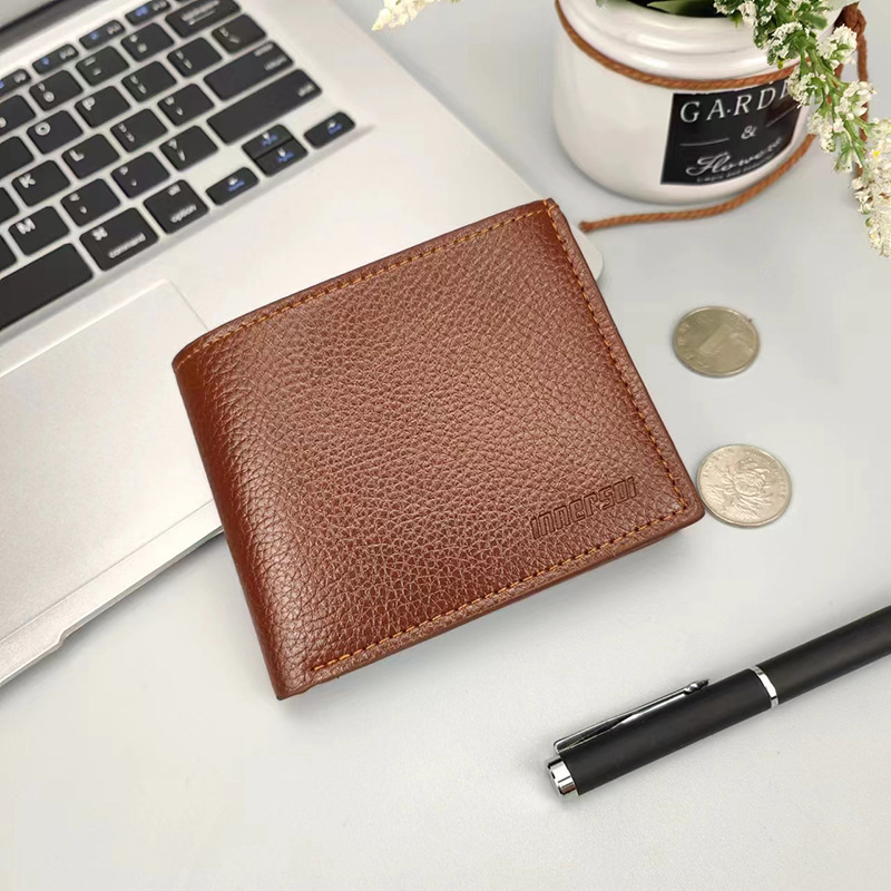 Portofel masculin din piele PU cu fermoar, două compartimente pentru carduri și husă pentru permisul de conducere — stil navetă de afaceri, culoare solidă, modelul 801