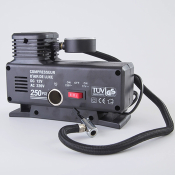Automobilska pumpa za zrak, jednocijevna, 12V, 220W, 25 L/min, 3 m kabel, manometar tlaka u gumama