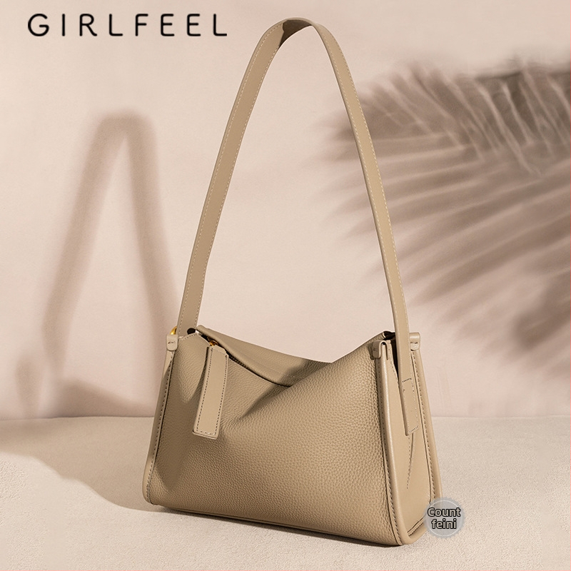 Goffini Geantă de damă din piele naturală, formă pernă, piele de vită prim-strat, dimensiune medie, crossbody cu fermoar, buzunar interior cu fermoar și buzunar pentru telefon, căptușeală poliester, bretea pentru un singur umăr, Toamnă 2024