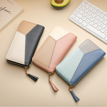 Portofel lung PU pentru femei – geometric, ultra-ușor, clutch impermeabil, cu mare capacitate, stil proaspăt și dulce (Vară 2025)