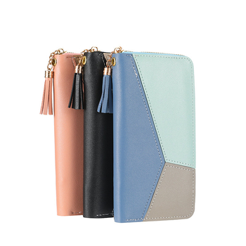 Portofel lung PU pentru femei – geometric, ultra-ușor, clutch impermeabil, cu mare capacitate, stil proaspăt și dulce (Vară 2025)