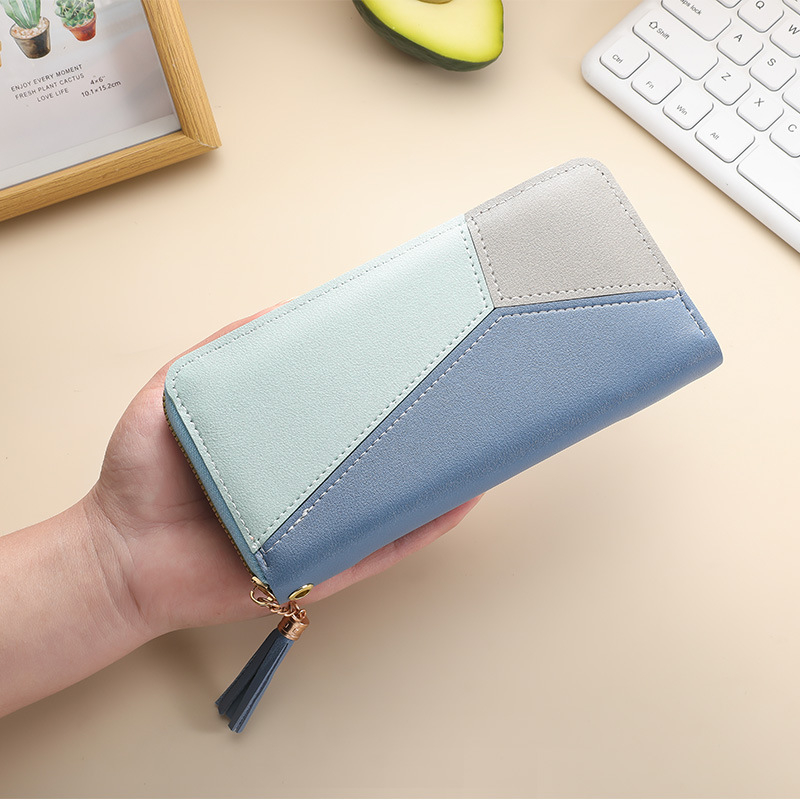 Portofel lung PU pentru femei – geometric, ultra-ușor, clutch impermeabil, cu mare capacitate, stil proaspăt și dulce (Vară 2025)