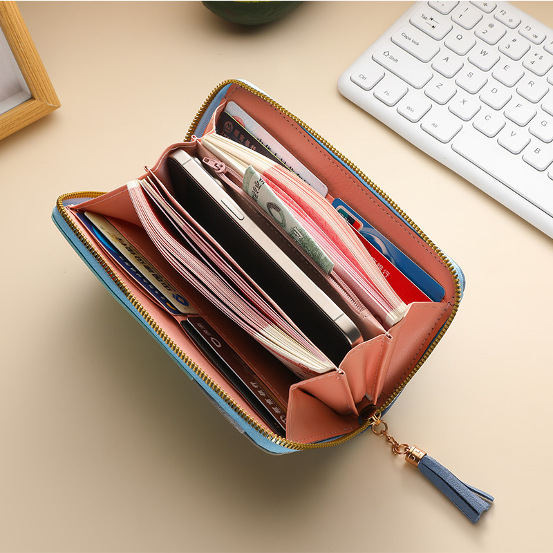 Portofel lung PU pentru femei – geometric, ultra-ușor, clutch impermeabil, cu mare capacitate, stil proaspăt și dulce (Vară 2025)