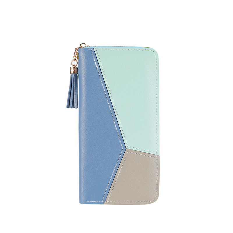 Portofel lung PU pentru femei – geometric, ultra-ușor, clutch impermeabil, cu mare capacitate, stil proaspăt și dulce (Vară 2025)