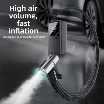 Prenosná pumpa do auta na vzduch s digitálnym displejom, 80W, 5V2A, 70 L/min, mimoriadne rýchle nafúknutie