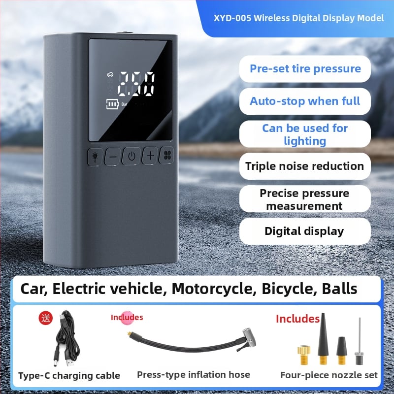 Prenosná pumpa do auta na vzduch s digitálnym displejom, 80W, 5V2A, 70 L/min, mimoriadne rýchle nafúknutie