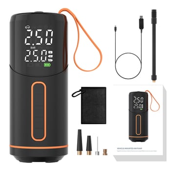 Ασύρματη ηλεκτρική αντλία αέρα για αυτοκίνητα και ποδήλατα, USB φόρτιση, ψηφιακός μετρητής πίεσης, 30 L/min, ενσωματωμένο φως