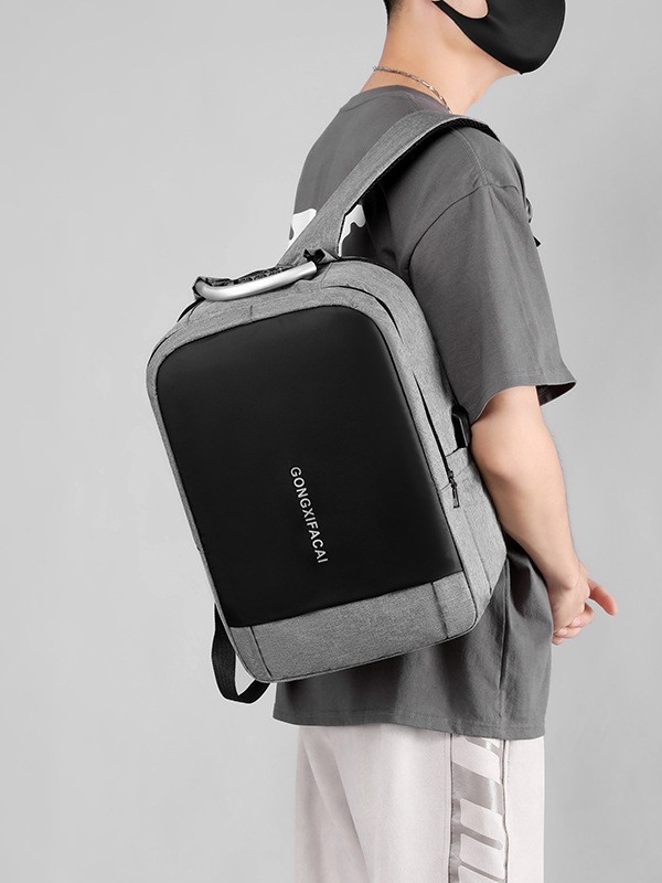 Rucsac unisex pentru laptop cu port USB și lacăt cu parolă, 20–35L, nailon, rezistent la uzură, pentru deplasări de afaceri