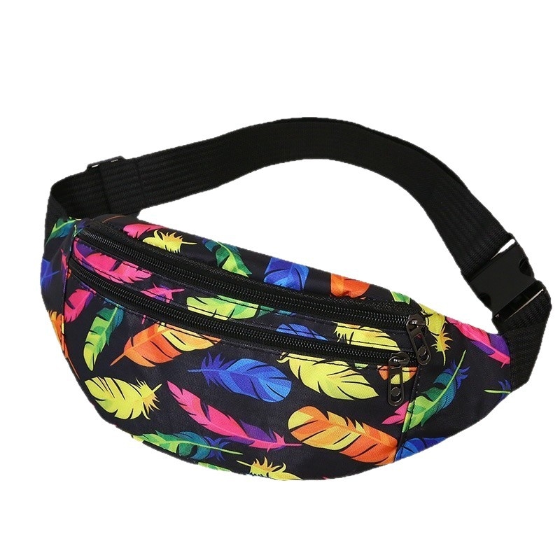 Posetă de talie pentru bărbați din nylon, impermeabilă, model geometric, stil urban, căptușeală din poliester