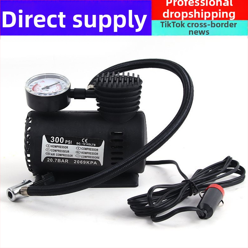 12V mini nafukovač pneumatík do auta s manometrom, 100W, 25 L/min, napájanie z cigaretového zapaľovača