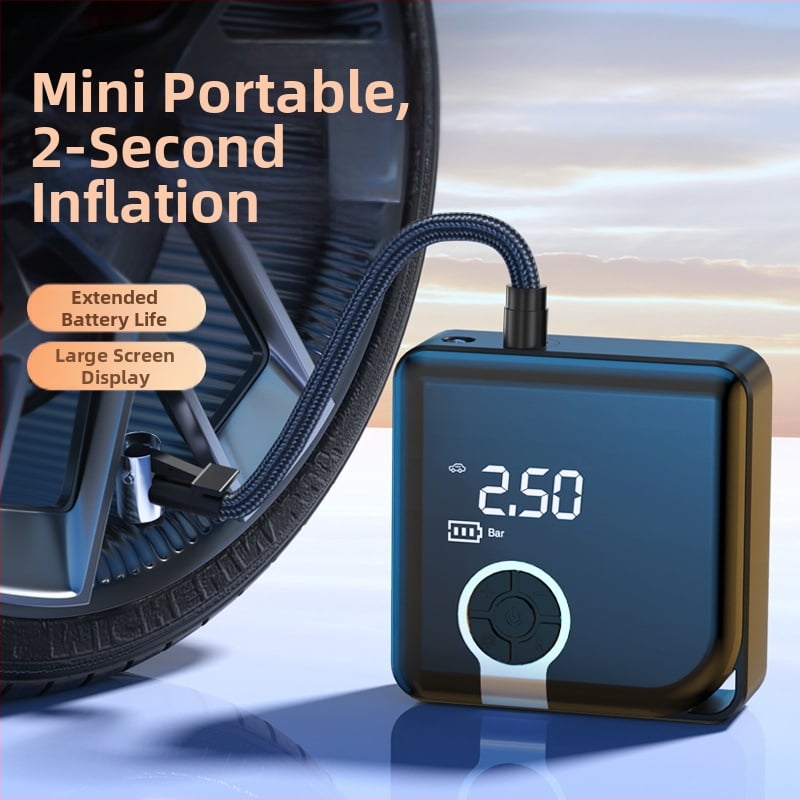 Prenosná pumpa na pneumatiky pre auto so digitálnym displejom, USB napájanie, 160W, 1 m kábel, 0,3 m hadica