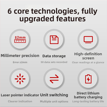 Peak of Rice N40puls nešiojamas infraraudonųjų spindulių lazerinis atstumo matuoklis tiksliai matuoja plotus ir atstumus