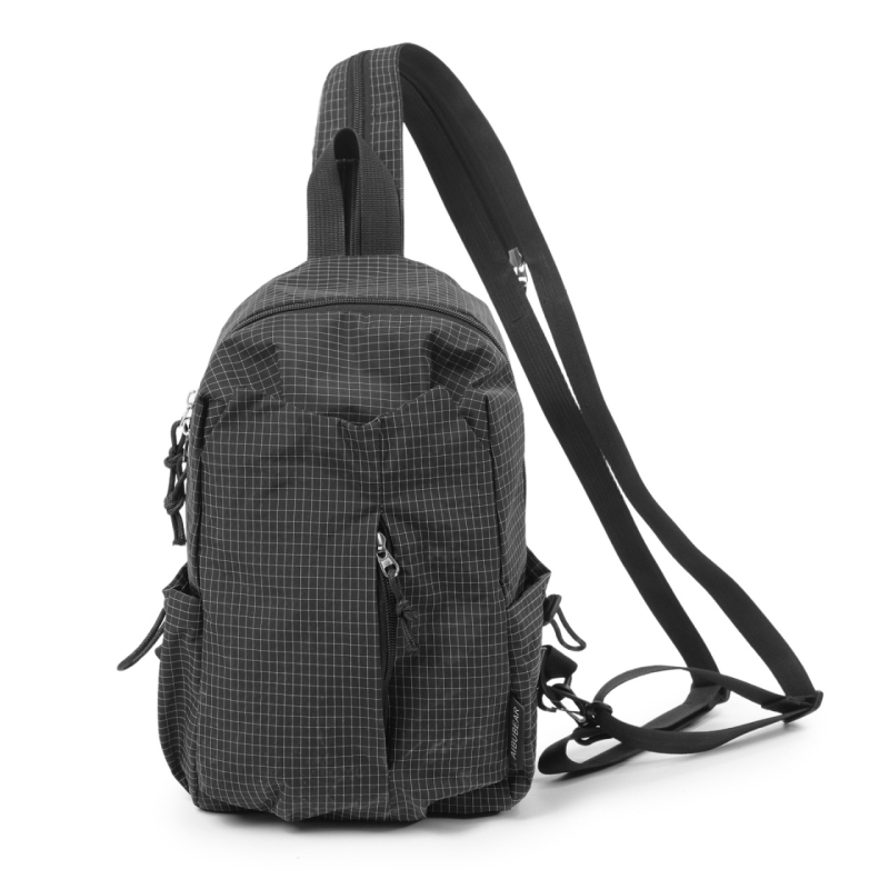 Unisex nylon hátizsák szabadidős utazáshoz — ultra-könnyű, kapacitás 20 L alatt, rácsmintázat, görbült vállpánt