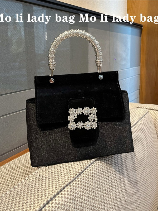 Velúr clutch táska nőknek, függőleges négyszög alak, mágneses zárás, poliészter bélés, két vállpánt