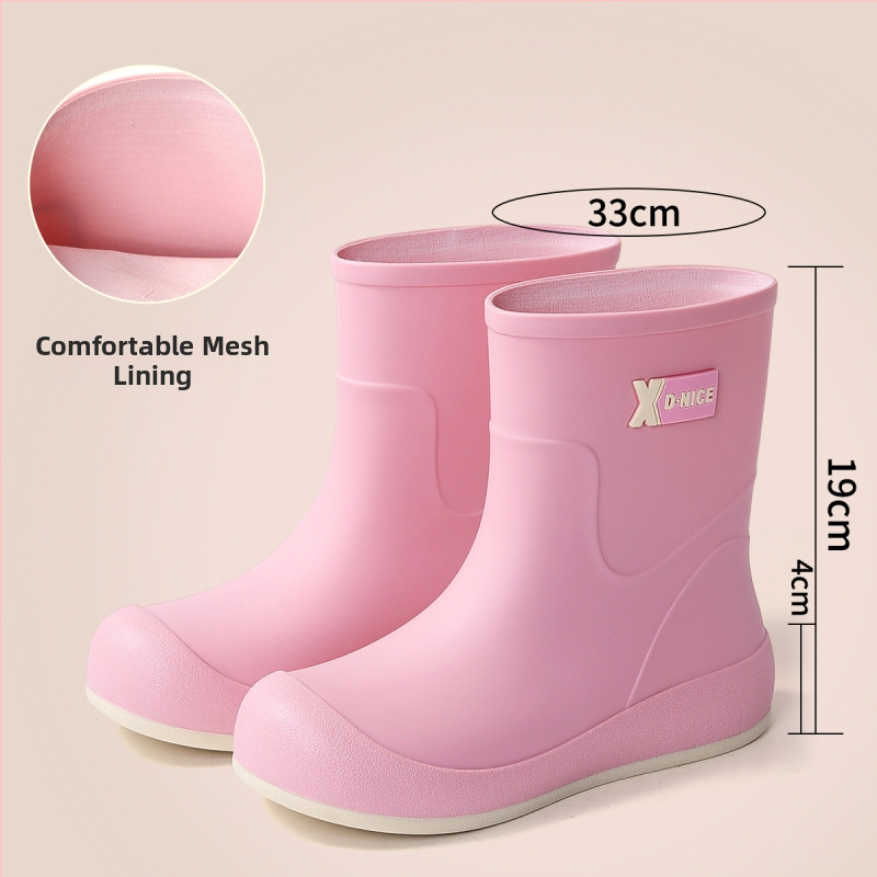 Ženske kišne čizme, vodootporne, protuklizna potplata, PVC gornji dio, elastični manžet, niski potkoljenica