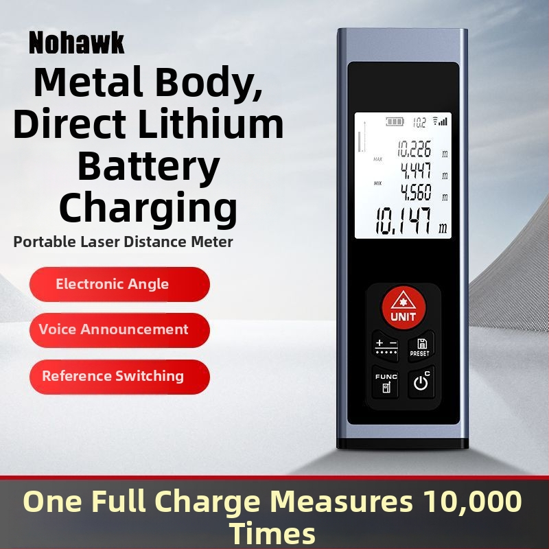 Lazerinio atstumo matuoklis – rankinis infraraudonųjų spindulių matavimo prietaisas, skaitmeninis ekranas, aukšta tikslumas