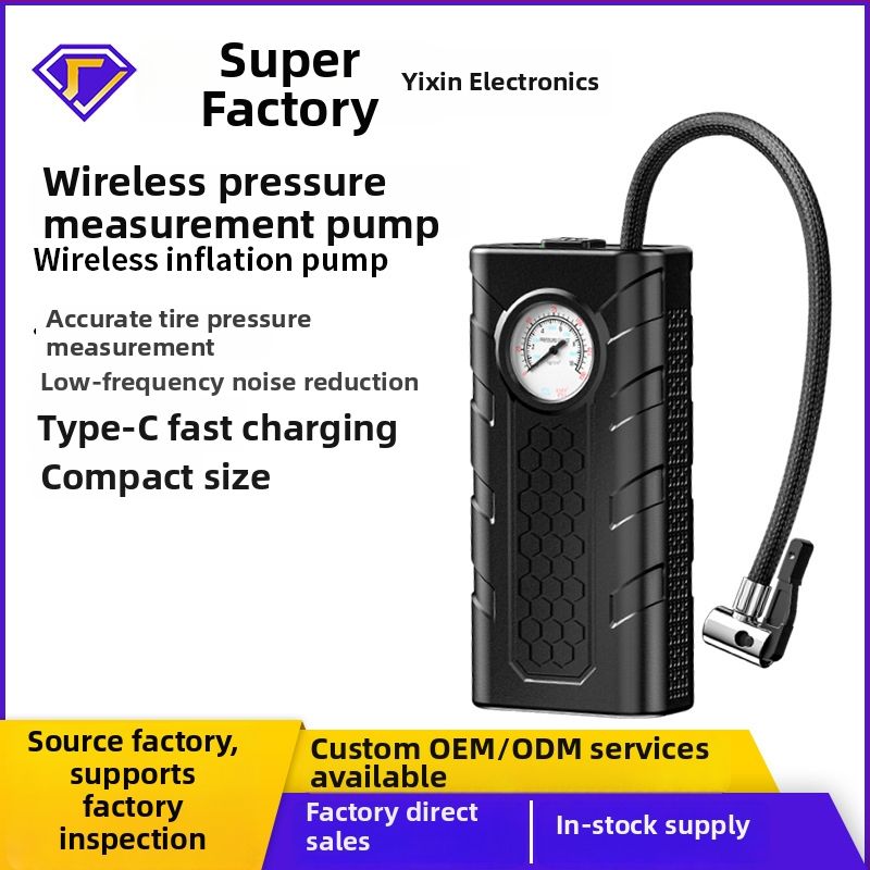 Prenosná pumpa na pneumatiky auta, 12V, 80W, dobíjateľná, ABS telo, prietok 25 L/min