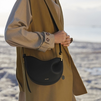 Polen Tonca geantă crossbody din piele naturală, textură lychee, formă de scoică, închidere magnetică, căptușeală din piele sintetică