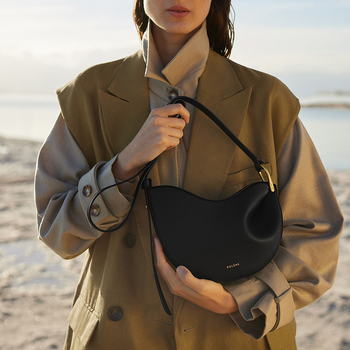 Polen Tonca geantă crossbody din piele naturală, textură lychee, formă de scoică, închidere magnetică, căptușeală din piele sintetică