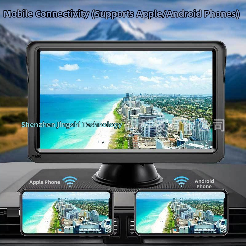 Pārvadājamais bezvadu CarPlay/Android Auto uztvērējs ar HD atpakaļskata kameru, Bluetooth mūzikas atskaņošana, LCD displejs un microSD kartes atbalsts