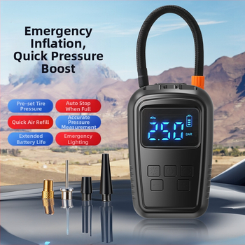 Prenosná automobilová vzduchová pumpa s USB nabíjaním, 220 W, 30 L/min, 110–220 V, 5–20 min prevádzky, 690 g