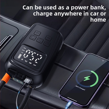 Prenosná automobilová vzduchová pumpa s USB nabíjaním, 220 W, 30 L/min, 110–220 V, 5–20 min prevádzky, 690 g