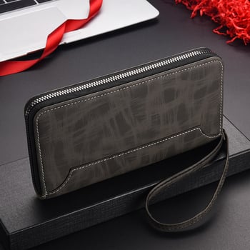 Ανδρικό μακρύ πορτοφόλι-τσάντα για κινητό με πολλές θήκες καρτών και μεγάλη χωρητικότητα, PU δέρμα, μοντέλο 9061-4, στυλ επιχειρηματικής μετακίνησης, αδιάβροχο και εξαιρετικά ελαφρύ