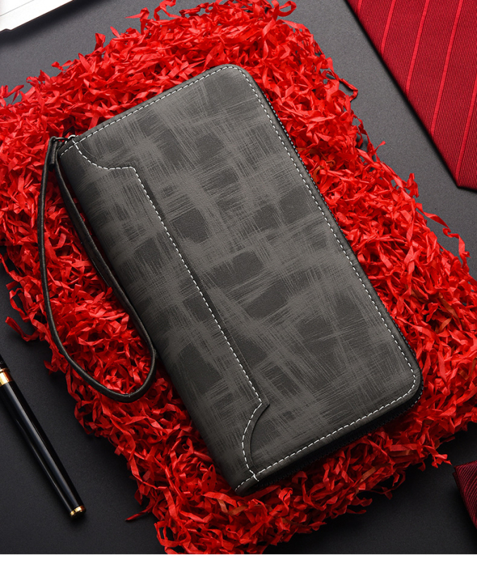 Ανδρικό μακρύ πορτοφόλι-τσάντα για κινητό με πολλές θήκες καρτών και μεγάλη χωρητικότητα, PU δέρμα, μοντέλο 9061-4, στυλ επιχειρηματικής μετακίνησης, αδιάβροχο και εξαιρετικά ελαφρύ