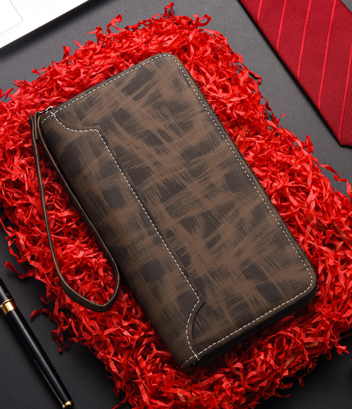 Ανδρικό μακρύ πορτοφόλι-τσάντα για κινητό με πολλές θήκες καρτών και μεγάλη χωρητικότητα, PU δέρμα, μοντέλο 9061-4, στυλ επιχειρηματικής μετακίνησης, αδιάβροχο και εξαιρετικά ελαφρύ