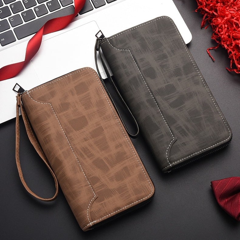 Ανδρικό μακρύ πορτοφόλι-τσάντα για κινητό με πολλές θήκες καρτών και μεγάλη χωρητικότητα, PU δέρμα, μοντέλο 9061-4, στυλ επιχειρηματικής μετακίνησης, αδιάβροχο και εξαιρετικά ελαφρύ