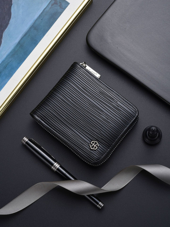 Portofel scurt din PU, cu buzunar pentru monede cu fermoar, model în dungi, spațiu mare pentru mai multe carduri