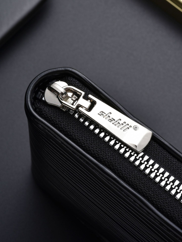 Portofel scurt din PU, cu buzunar pentru monede cu fermoar, model în dungi, spațiu mare pentru mai multe carduri