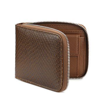 Portofel bărbătești din piele naturală cu fermoar, mare capacitate, piele de vițel prim strat, căptușeală sintetică