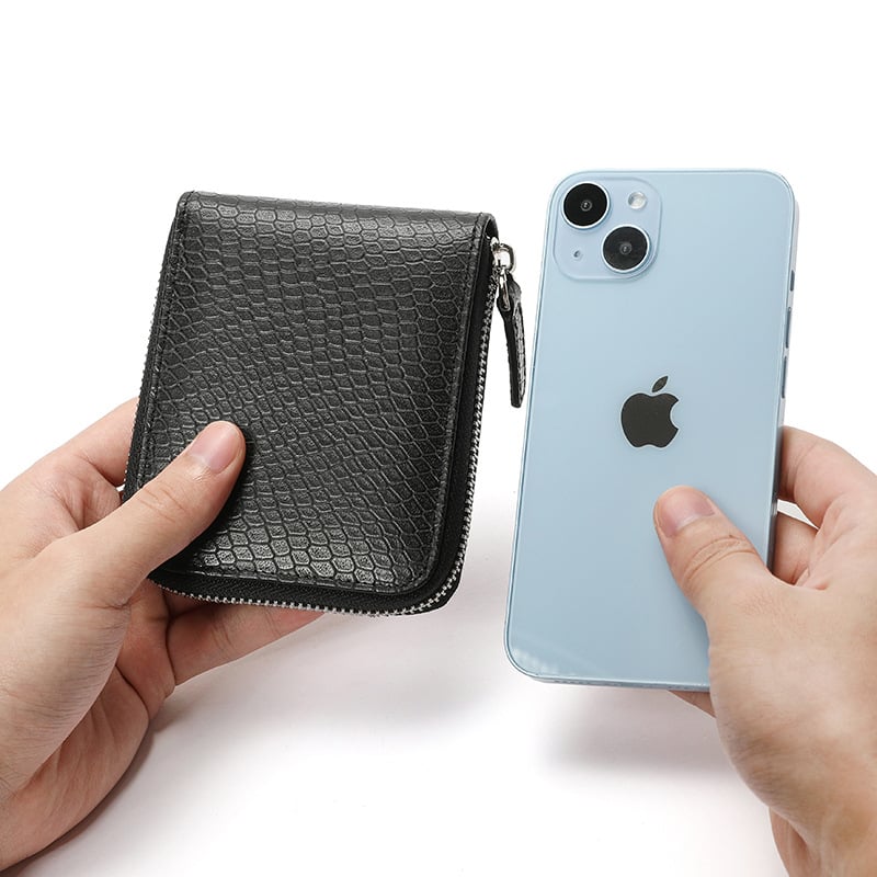 Portofel bărbătești din piele naturală cu fermoar, mare capacitate, piele de vițel prim strat, căptușeală sintetică