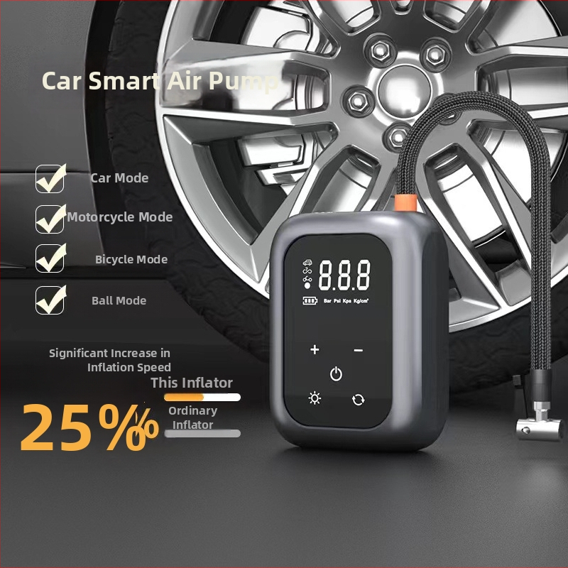 Bezdrôtová digitálna pumpa na pneumatiky do auta s jednovalcovým dizajnom, 80W, 7.4V, 30 L/min