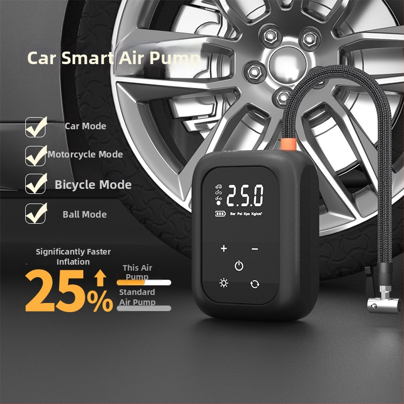 Bezdrôtová digitálna pumpa na pneumatiky do auta s jednovalcovým dizajnom, 80W, 7.4V, 30 L/min