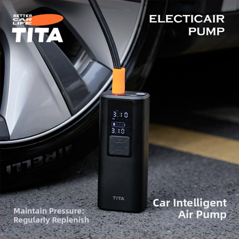TITA Bezdrôtová pumpa na auto — prenosný kompresor s digitálnym displejom, 120W, 5V/2A, 45 L/min, jednocylindrový
