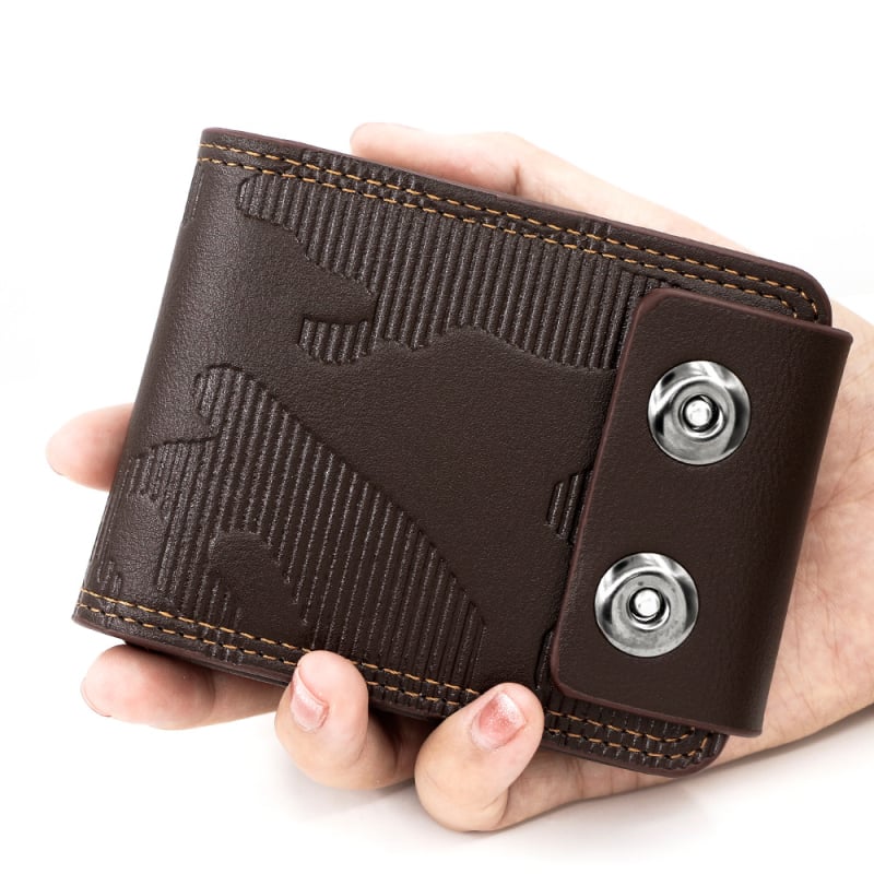 Muški kratki novčanik sa zipom, ultra-lagan PVC vanjska strana, poliester podstava, jednobojna, svakodnevna uporaba, Jesen 2025