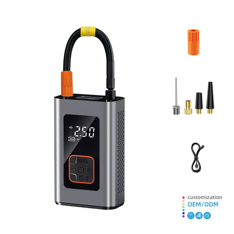 Επαναφορτιζόμενη φορητή αντλία αέρα αυτοκινήτου με ψηφιακή οθόνη, ασύρματη, 12V, 30 L/min, μετρητής πίεσης ελαστικών