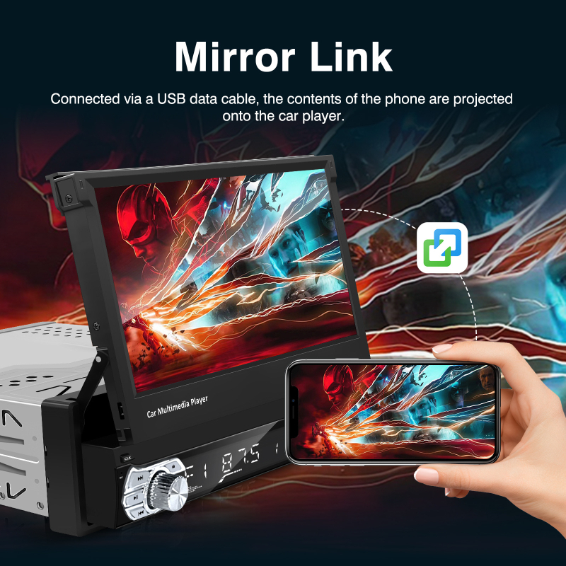 Univerzalni automobil navigacijski zaslon s teleskopskim zaslonom, MP5 player, OLED zaslon, bežični CarPlay i Android Auto, napajanje 12-24V