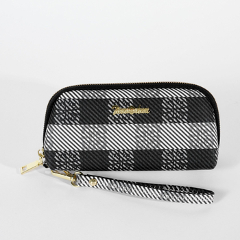 PU bőrhatású clutch táska, shell stílus, cipzárral nyíló, belső zsegek telefonhoz és dokumentumokhoz, poliészter bélés