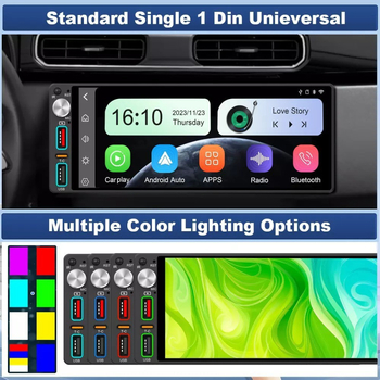 Player MP5 pentru mașină cu Bluetooth CarPlay, 12-24V DC, model F686, ecran LED, card SD