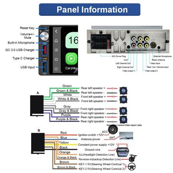 Player MP5 pentru mașină cu Bluetooth CarPlay, 12-24V DC, model F686, ecran LED, card SD
