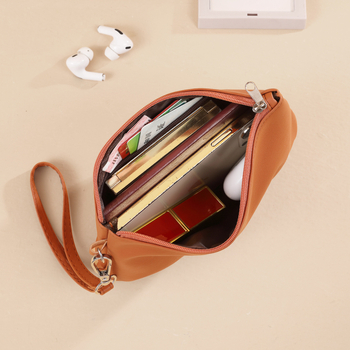 Дамски ретро клъч с плисирани гънки, висок клас PU кожа, вертикална квадратна форма, цип и джоб за документи