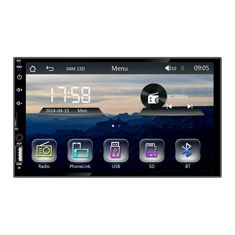 Automobilinis MP5 grotuvas su GPS navigacija, CarPlay, jutiklinis ekranas, atbulinės eigos vaizdas, LED ekranas