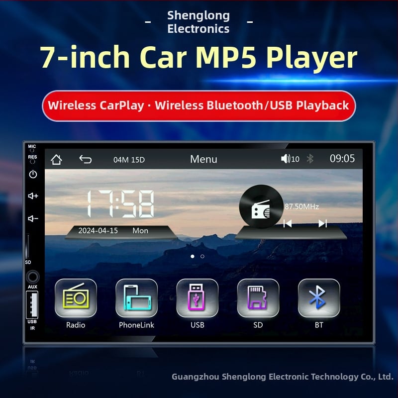 Automobilinis MP5 grotuvas su GPS navigacija, CarPlay, jutiklinis ekranas, atbulinės eigos vaizdas, LED ekranas