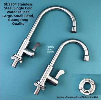 304 rozsdamentes acél konyhai csaptelep, forgatható, modell C-02, indukciós nyitás, kerámiakorongos szelep, csak hideg víz