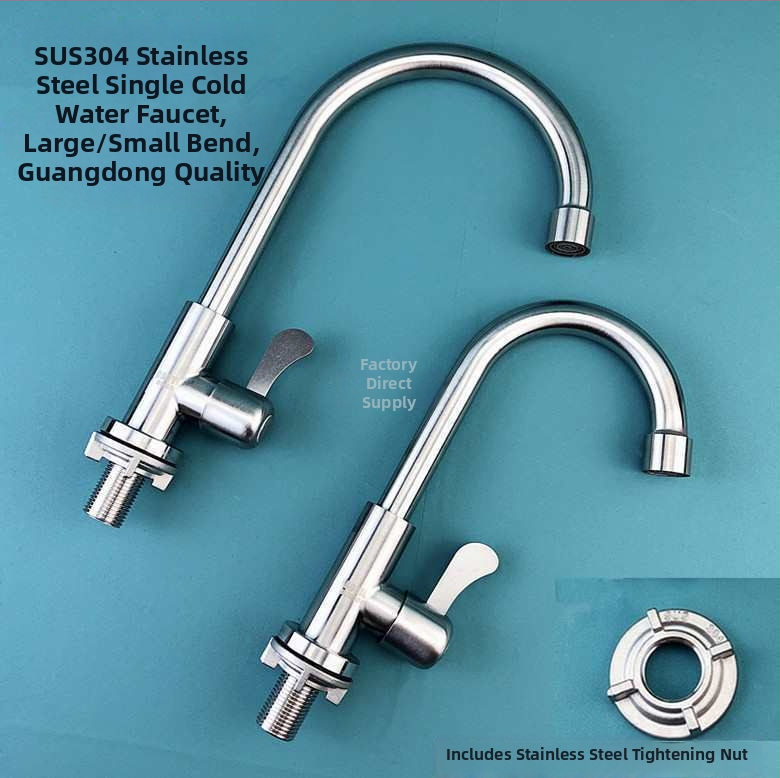 304 rozsdamentes acél konyhai csaptelep, forgatható, modell C-02, indukciós nyitás, kerámiakorongos szelep, csak hideg víz