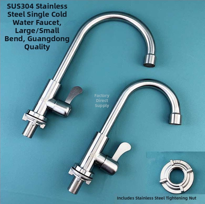 304 rozsdamentes acél konyhai csaptelep, forgatható, modell C-02, indukciós nyitás, kerámiakorongos szelep, csak hideg víz